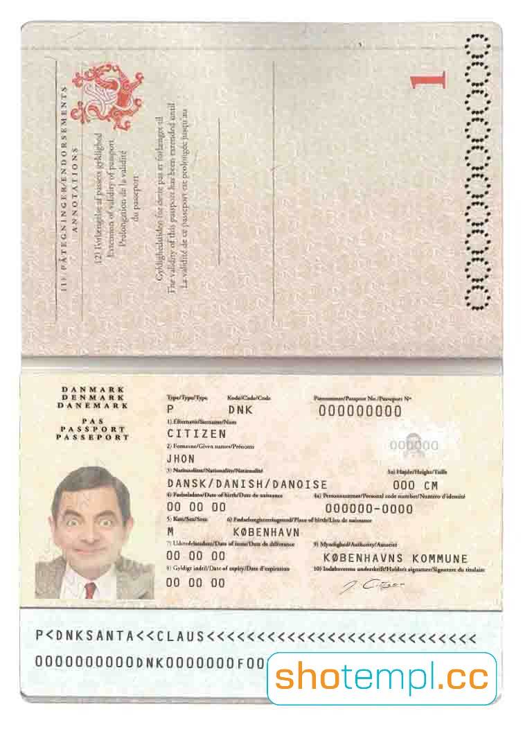Denmark Passport PSD Template V2